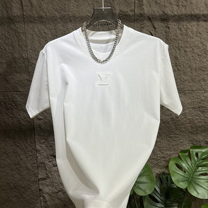 2025 Spring and Autumn New Men's Short Sleeve T-shirt Solid Color Inner Wear Fashionable Light Luxury Trendy Men's Heavy Half-Sleeve Top