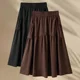 2025 summer new style loose slim skirt pocket skirt large size mid-length high-waisted A-line skirt for women