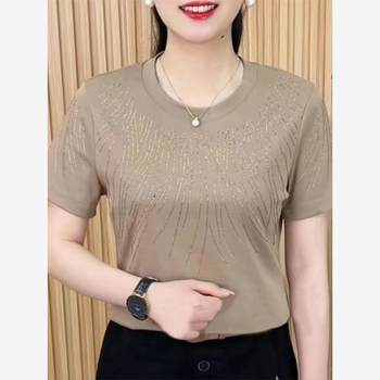 Women's fashionable round neck short-sleeved top
