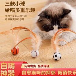 Funny Cat Feather Bouncy Ball, Durable and Non-Shedding, Teeth-Grinding Toy for Kittens to Expend Energy, Self-Entertainment and Boredom-Relief Gadget