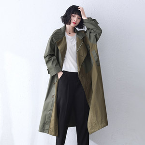 Working windbreaker jacket for women long over knee tall person spring and autumn 2025 autumn new Korean version loose early autumn temperament