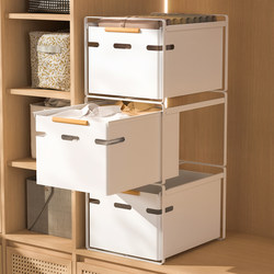 Wardrobe Pull-Out Basket Drawer-Type Storage Box for Clothes and Pants, Deepened Pull-Out Basket, Wardrobe Storage Layering Organizer