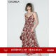 COCOBELLA heavy industry silk ruffle suspender skirt printed chiffon long skirt FR187