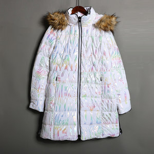 
Glossy hooded cotton coat 2025 winter women's zipper cotton coat fashionable and versatile Korean style loose casual jacket