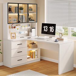 Qinhua Desk with Integrated Bookshelf, Corner Computer Desk, Simple Home Office Desk for Bedroom, Writing Desk