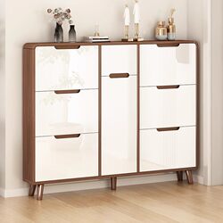 Yangman Entryway Solid Wood Ultra-Thin Shoe Cabinet for Home Use, Flip-Top Style for Small Apartments, Large Capacity Indoor Entryway Cabinet Integrated