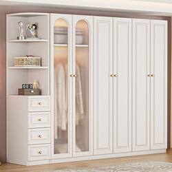 Stylish Italian-Style Wardrobe for Home Bedroom, Cream-Colored, Easy-To-Assemble Storage Cabinet Combination, Children's Storage Large Wardrobe