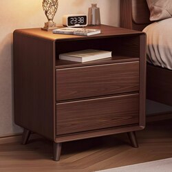 Yangman Solid Wood Bedside Table, No Installation Required, Small Household Bedroom Bedside Cabinet, Vintage Style, Simple Modern Bedside Storage Cabinet