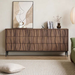 Meng Xiaoxiong Six-Drawer Cabinet, Antique-Style Modern Storage Cabinet, Walnut Color Wall-Mounted Storage Cabinet, Bedroom Storage Cabinet