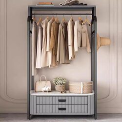 Wangkabe Floor-Standing Coat Rack for Bedroom and Living Room, Multifunctional Bedside Cabinet with Drawer for Nighttime Clothing Storage