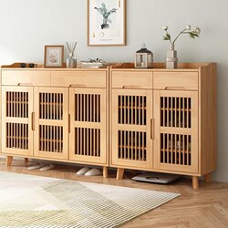 Yangman Nordic Solid Wood Shoe Cabinet for Home Entrance, Large Capacity Storage Cabinet, Partition Cabinet for Small Apartments, Entryway Storage Cabinet