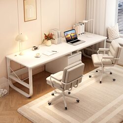 Majestic Double Computer Desk for Home Use, Student Study Desk, Bedroom Long Desk, Simple White Office Desk