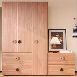 Yangman Children's Wardrobe, Solid Wood Bedroom Home Use, Modern Simple Style, Baby Hanging Wardrobe, Small Apartment Storage Cabinet, Large Closet