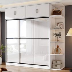 Eisenai Wardrobe for Bedroom, Home Use, Solid Wood Sliding Door, Master Bedroom, 2025 New Model, Popular Style, Girls' Small Apartment Cabinet