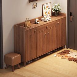 Yangman Solid Wood Shoe Cabinet for Home Use, Wall-Mounted Integrated Design, 2026 New Model, Mid-Century Style, Narrow Shoe Cabinet for Hallway Entryway
