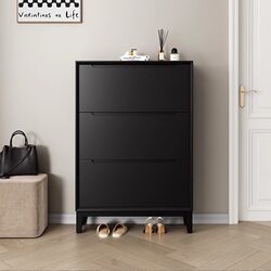 Yangman Shoe Cabinet, Ultra-Thin Flip-Top Style, Solid Wood, Modern and Simple, 18cm, Floor-Standing, for Home Entrance, Large Capacity, Suitable for Small Apartments