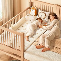 Zuomu Solid Wood Children's Splicing Bed, Widening Bed, Splicing Tool for Seamless Connection to the Bed, Adjustable Baby Bedside Bed