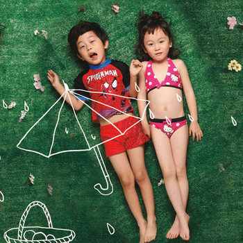 Children's swimsuit girl split swimsuit boys split swimwear girl split bikini swimsuit tide
