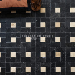 Black Limestone Natural Stone Grid Mosaic Non-Slip Floor Tiles for Guesthouses, Villas, Hotels, Restaurants, Clothing Stores