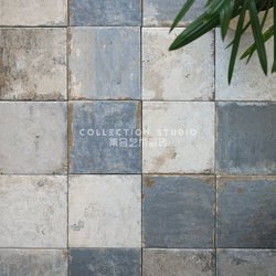 Retro Southern French Style Gray-Blue-White Gradient Tiles Non-Slip Floor Tiles for Balcony, Tea Room, Villa, Homestay, Coffee Shop, and Restaurant