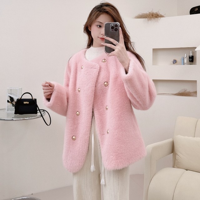 Haining's new Milan mink eco-friendly fur coat for women round neck ...