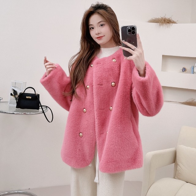 Haining's new Milan mink eco-friendly fur coat for women round neck ...