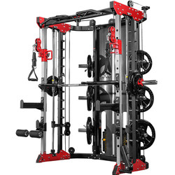Home-Use Smith Machine Comprehensive Trainer Multifunctional Bench Press Squat Rack Gantry Rack Combination Fitness Equipment with Weights