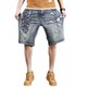 Embroidered denim shorts men's summer thin slim feet trendy Korean style men's straight mid-pants five-point pants