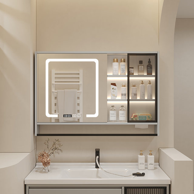 Smart bathroom mirror cabinet wall-mounted with backlight anti-fog ...