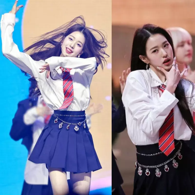 韩国女团ive张元英同款演出表演中大学生表演服打歌服套装学院风 Taobao