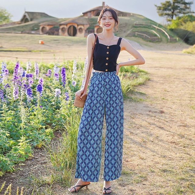 Pantalon Portefeuille Pour Femme, Pantalon Hippie - Imprimé Floral