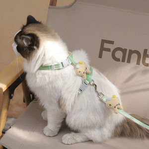 
Hot-selling new cat traction rope I-shaped anti-breakaway gradient adjustable cat leash set pet supplies