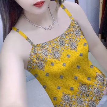 Contrast color suspenders for women 2025 summer new style printed slim outer wear slimming sleeveless tops suspenders bottoming shirt for women