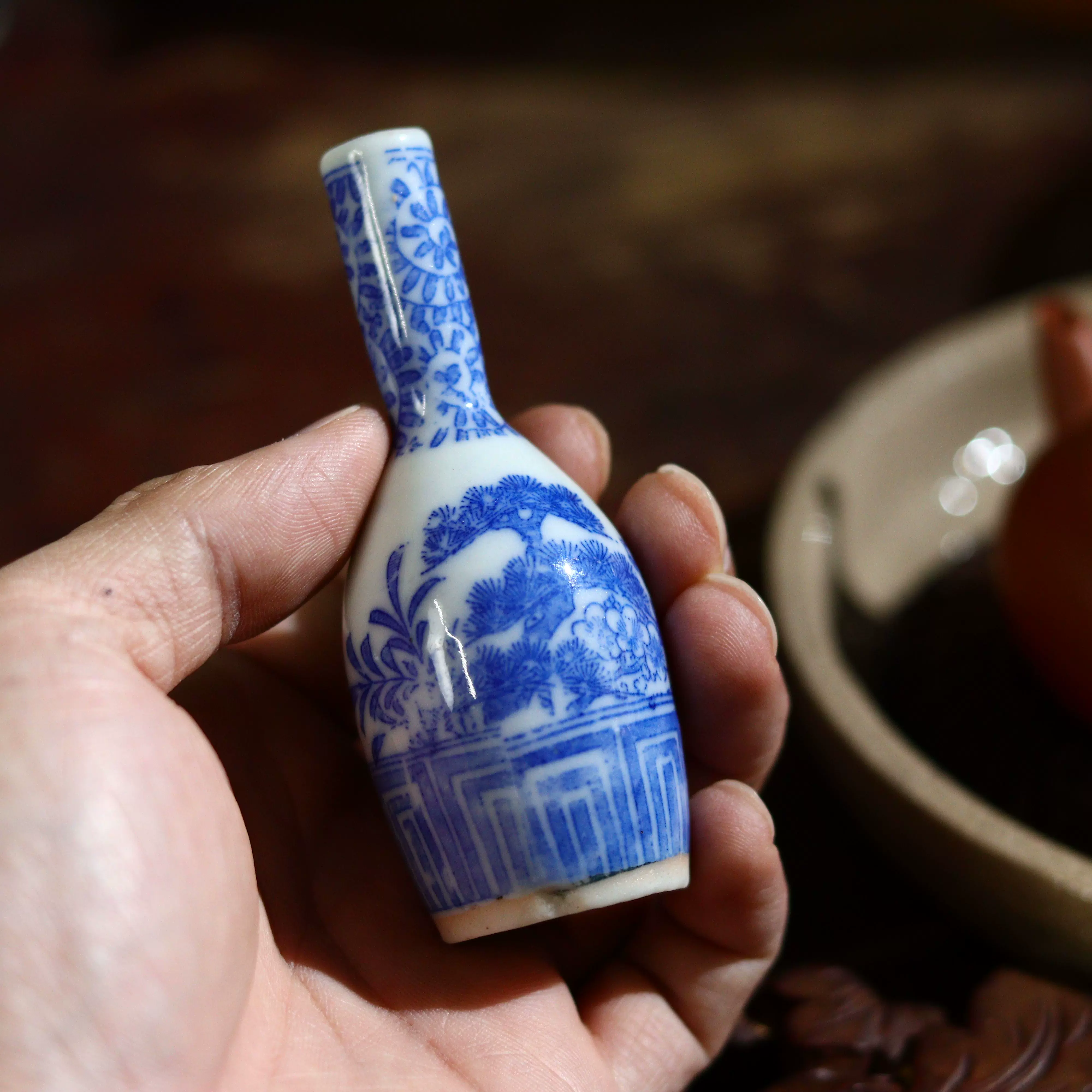 青花 小瓶 鼻煙壺 清代青花 鼻煙壺 人物と風景図 02 - メルカリ