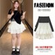 Ruffled white fluffy skirt for women, summer slightly fat mm large size elastic high waist small A-line cake skirt
