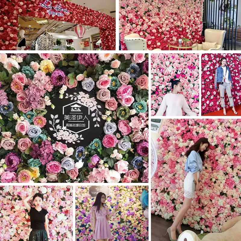仿真花墙背景墙 假花绢花婚庆花墙 婚礼背景布置拍照玫瑰网红装饰-Taobao