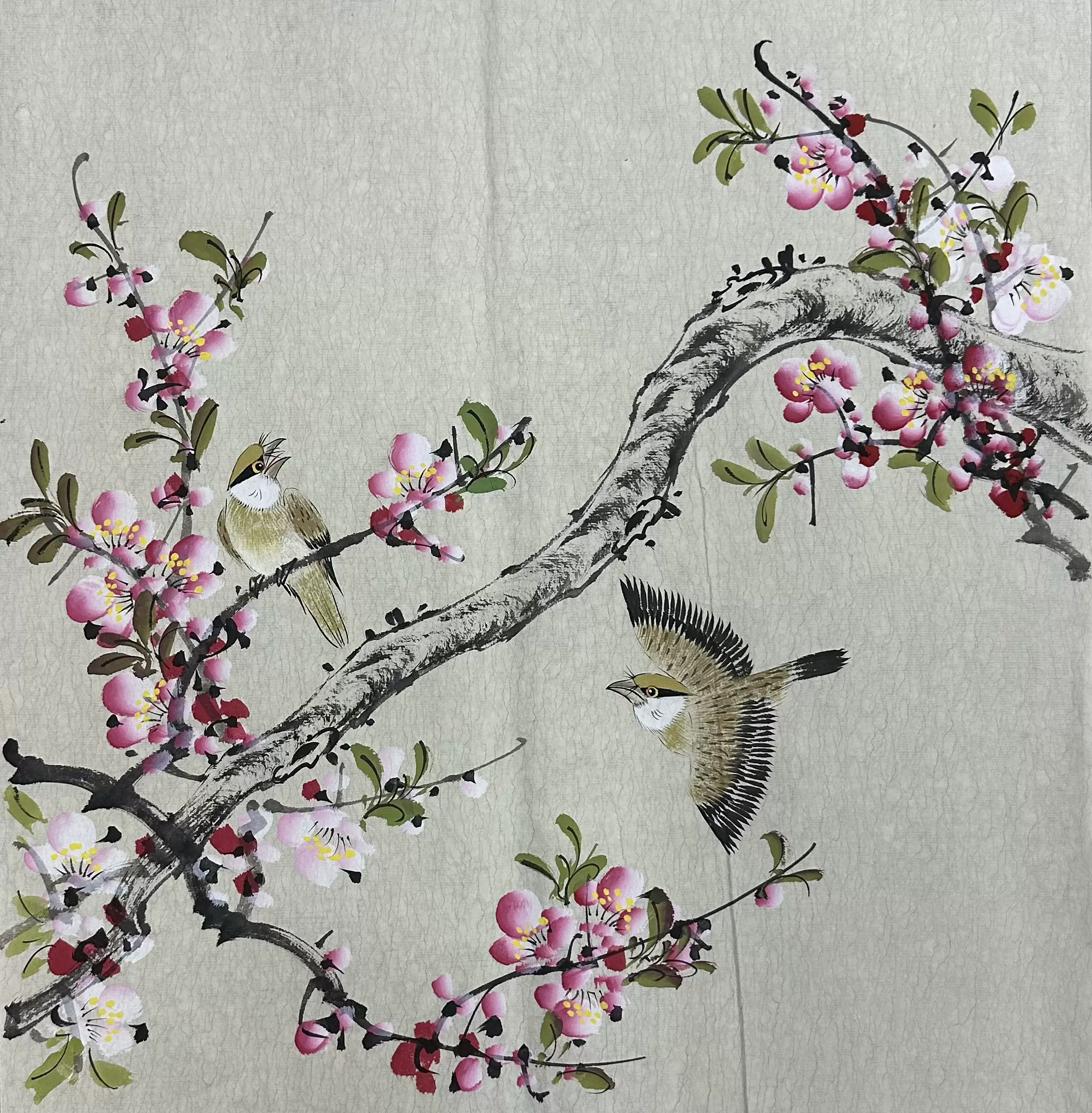 中国古美術・純手描き花卉図三尺画芯・水墨彩色画・呉昌碩印款・書道品・宣紙・带水印 中国古美術・純手描き花卉図三尺画芯・水墨彩色画・呉昌碩印