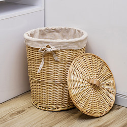 Jinliu Home Dirty Clothes Basket, Household Wicker Dirty Laundry Storage Basket, Woven Basket with Lid, Dirty Clothes Hamper, Miscellaneous Basket