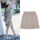 Khaki skirt for women spring and summer short small person with high waist anti-exposure loose large size straight skirt casual short skirt
