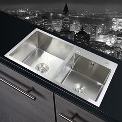 Stainless Steel Handmade Sink 304 Double Bowl Dishwashing Basin Kitchen Sink Dishwashing Sink Set Thick 