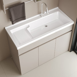 Honeycomb Aluminum Balcony Laundry Cabinet with Integrated Ceramic Basin and Washboard, Bathroom Cabinet with Washbasin and Sink