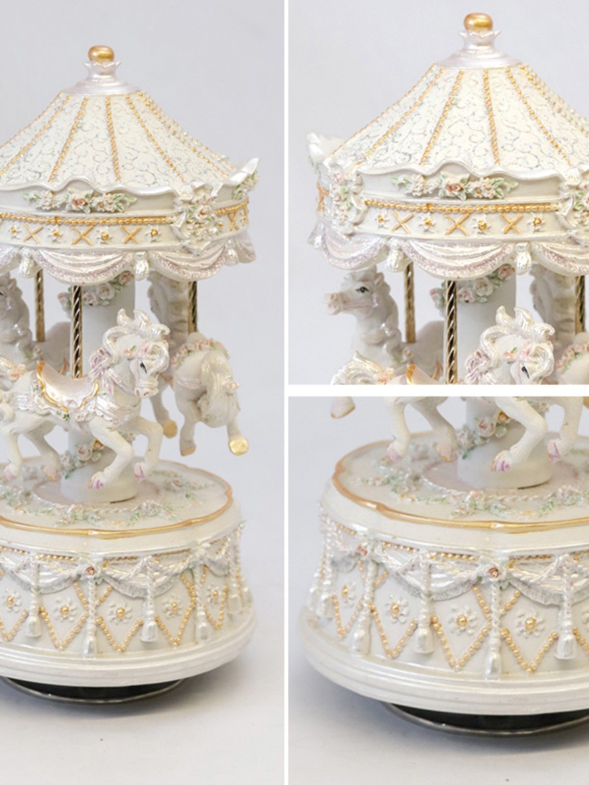Cleana Arts Carousel Music Box - Beech Wood Handcrafted, Plays 'Castle In The City' Melody