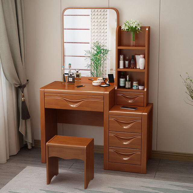 Solid wood dressing table bedroom simple modern storage cabinet one small apartment net red light luxury dressing table table