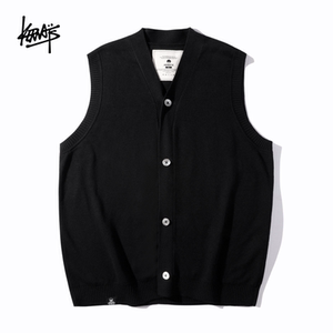 
KERWATS brand large-size men and women couple solid color knitted cardigan simple and versatile autumn and winter vest sweater