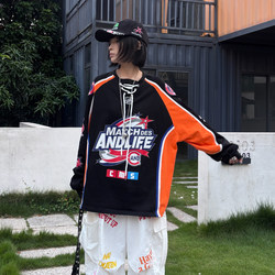 Andlife Brand Spliced Stereo Webbing No. 13 Printed Ice Hockey Jersey Unisex Trendy Long-Sleeve T-Shirt Street Dance Fashion