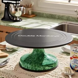 Little Brother Two Monkeys Aluminum Alloy Rotating Cake Decorating Stand Hard Coating Scratch-Resistant Baking Tool Smoothing Turntable