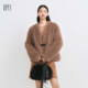 HPLY Hebili winter new style women's single buckle imitation fur vertical cut short jacket
