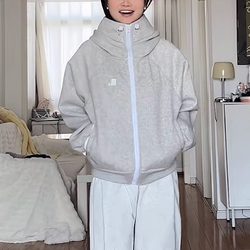 Xiaoze Xiangcai Thickened Hooded Sweatshirt with a National Trend, Autumn American Retro Style, Loose Fit, Couple's Zip-Up Woolen Hoodie Jacket