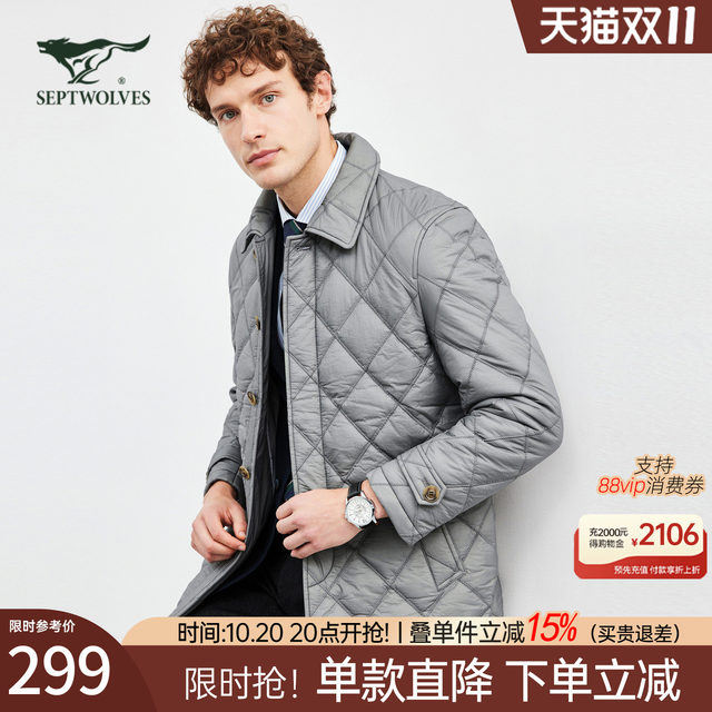 Seven Wolves mid-length windbreaker jacket for men 2025 new autumn and winter thickened casual lapel jacket for men
