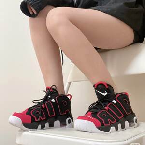 Nike Air More Uptempo GS Black and Red Big AIR Pippenfu Women's Basketball Shoes FB1344-001
